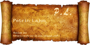 Petrin Lajos névjegykártya
